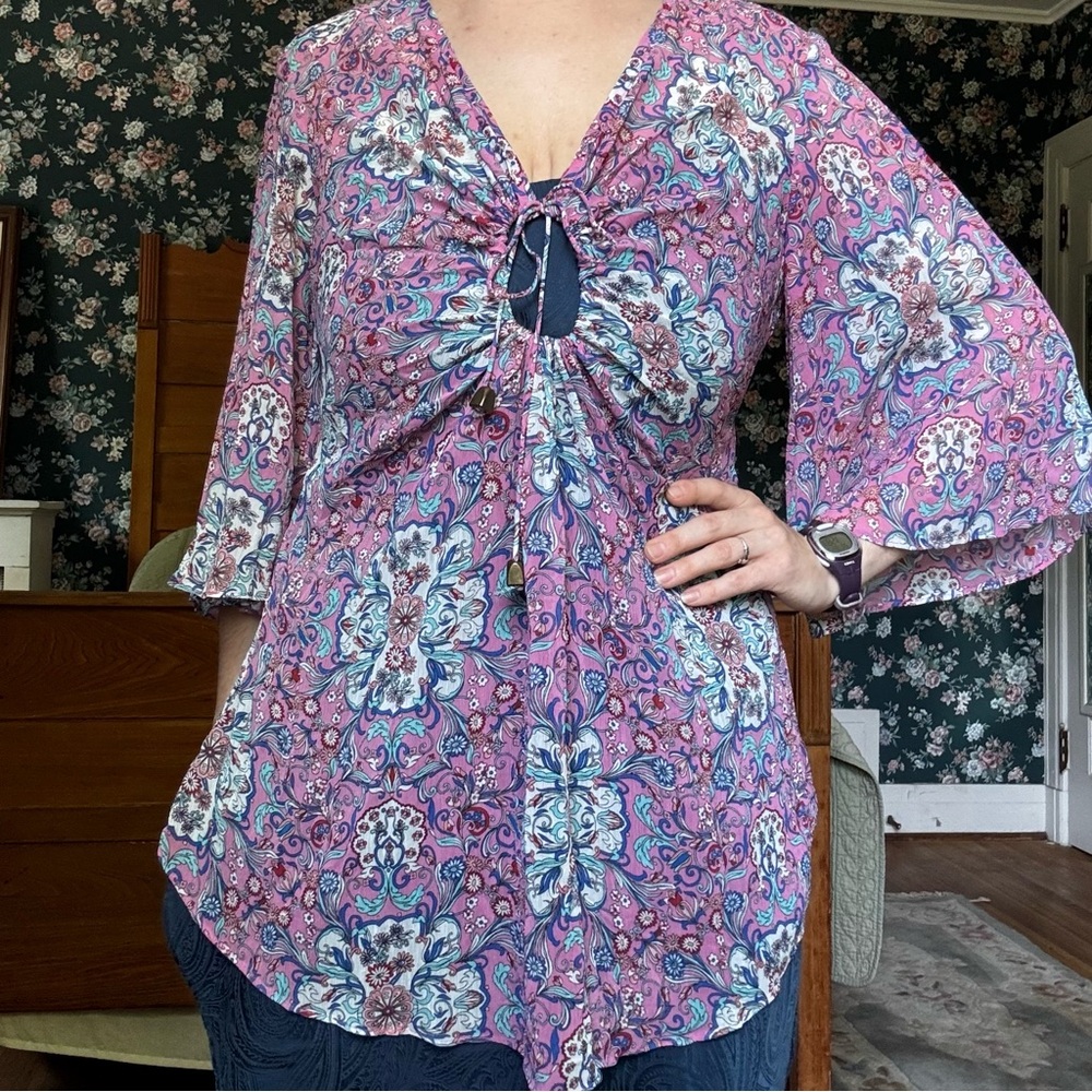 Vintage 90s/00s Bisou Bisou Designer Babydoll Top